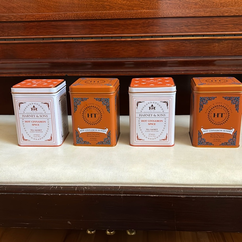 COPY - 4 Empty Harney Tea Tins